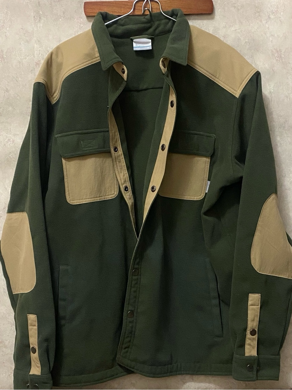 columbia oversized patchwork fleece shacket